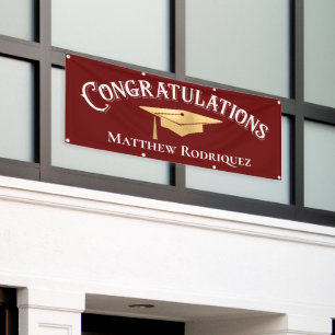 Congratulations Modern Simple Red Graduation Banner