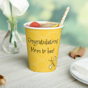 Congratulations Mum to Bee Hand-Drawn Honeycomb Paper Cups