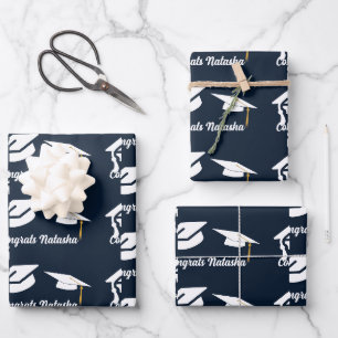 Congratulations Navy Blue graduation celebration Wrapping Paper Sheet