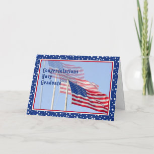 Congratulations Navy Graduate Card with Flags