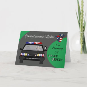 Congratulations, Nephew, Police Greeting Card