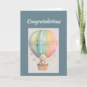 Congratulations New Baby Boy Cute Teddy Bear Card