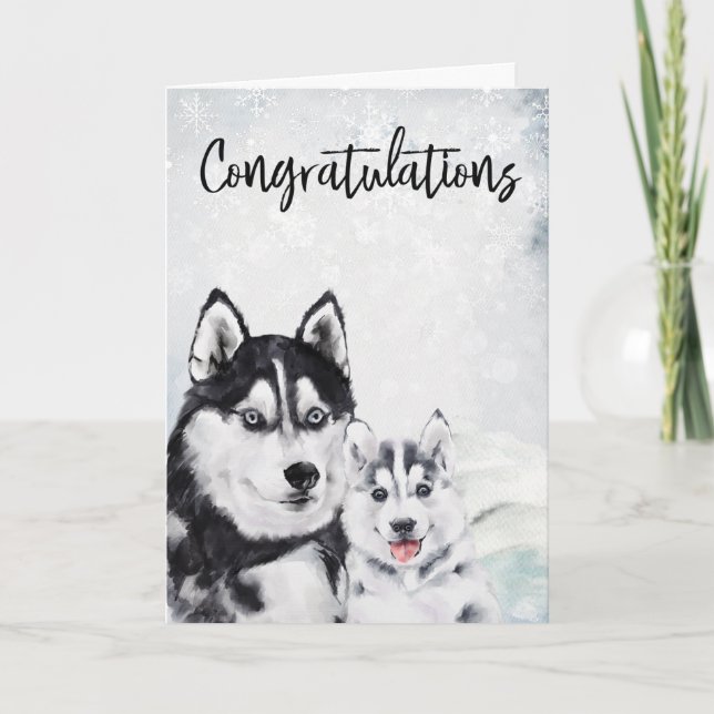 Congratulations New Baby Mama Husky Dog  Card (Front)
