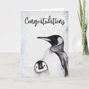 Congratulations New Baby Mama Penguin Winter Snow Card