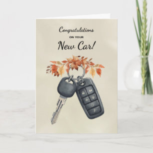Congratulations New Car Autumn Leaves Card
