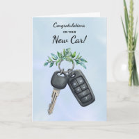 Congratulations New Car Green Leaves and Branches