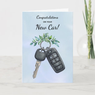 Congratulations New Car Green Leaves and Branches Card