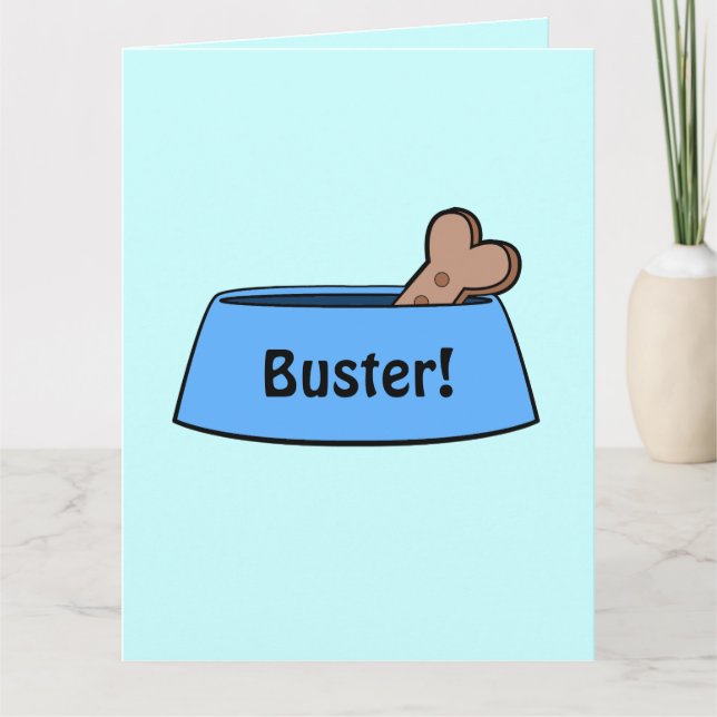 Congratulations New Dog Name Customisable Bowl Card (Front)