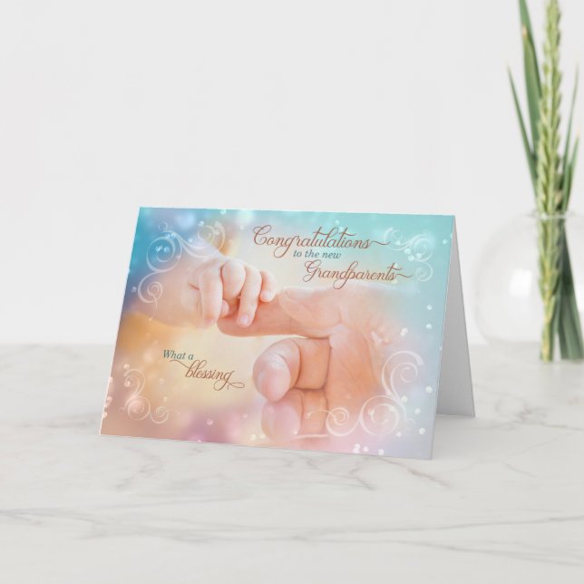Congratulations New Grandparents Tender Blessings Card (Front)