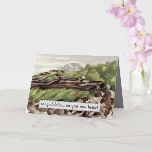 Congratulations New Home Beach House Watercolor Card