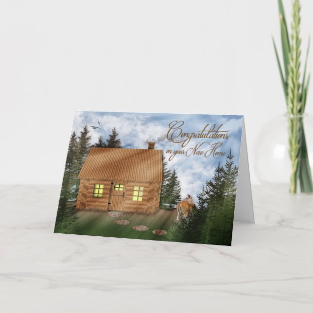 Congratulations- New Home - Charming LogHome Card (Front)