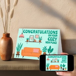 Congratulations New Home Cosy Cute Living Room Card