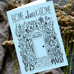 Congratulations New Home Garden Door Custom Card<br><div class="desc">Available as a digital download to quickly email and save on postage. Sweet drawing of a front door and garden to congratulate someone on their new house or welcome them to the neighbourhood! Click on “Personalise” above to edit the text. Then click "edit using design tool" to adjust the fonts,...</div>