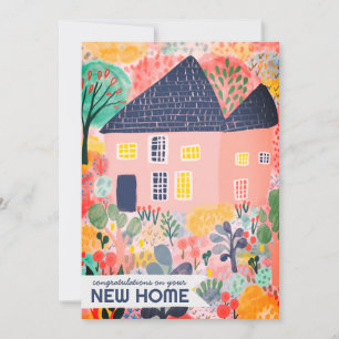 Congratulations New Home Garden Watercolor Cute Card