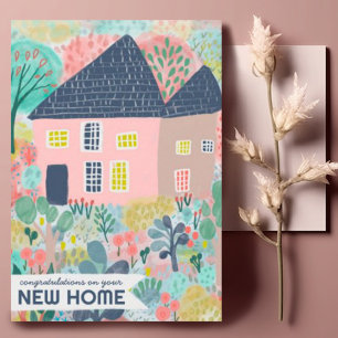 Congratulations New Home Garden Watercolor Cute Card