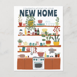 CONGRATULATIONS NEW HOME MOVING Cute Kitchen Postcard