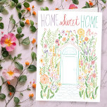 Congratulations New Home Sweet Garden Door Custom Card<br><div class="desc">Also available as a digital download to quickly email and save on postage. Sweet colourful drawing of a front door and garden to congratulate someone on their new house or welcome them to the neighbourhood! Click on “Personalise” above to edit the text. Then click "edit using design tool" to adjust...</div>