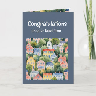 Congratulations New Home Watercolor Houses Card