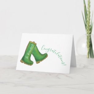 Congratulations new house green welly boots card