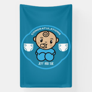 Congratulations New Parents Baby Boy Banner