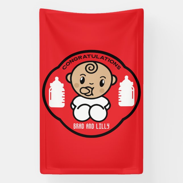 Congratulations New Parents Baby Boy Banner (Vertical)