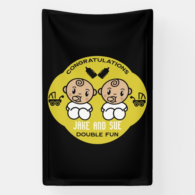 Congratulations New Parents Of Twins Banner (Vertical)