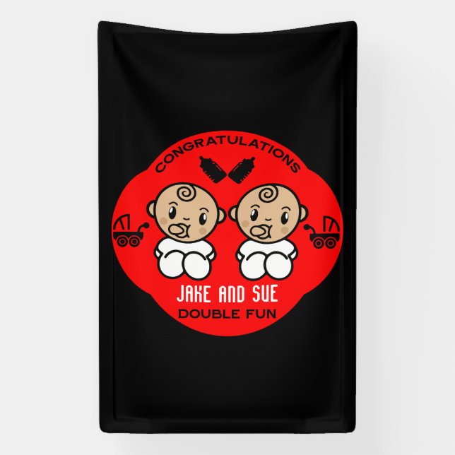 Congratulations New Parents Of Twins Banner (Vertical)
