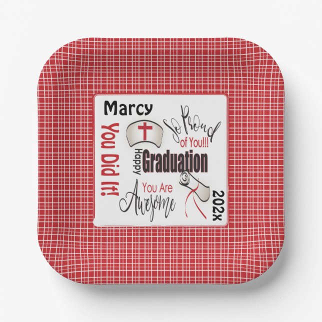 Congratulations Nurse Personalised Graduation  Paper Plate (Front)