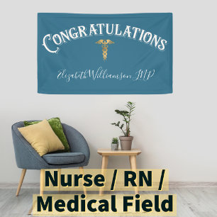 Congratulations Nurse Practioner Blue Medical Banner