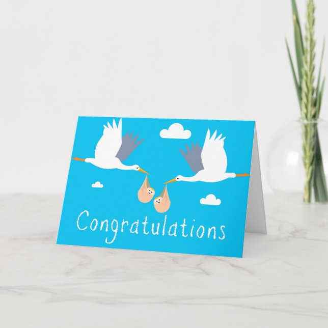 Congratulations of the Birth Card (Boy Twins) (Front)