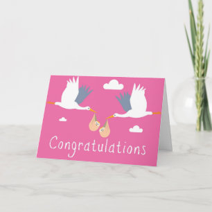 Congratulations of the Birth Card (Girl Twins)