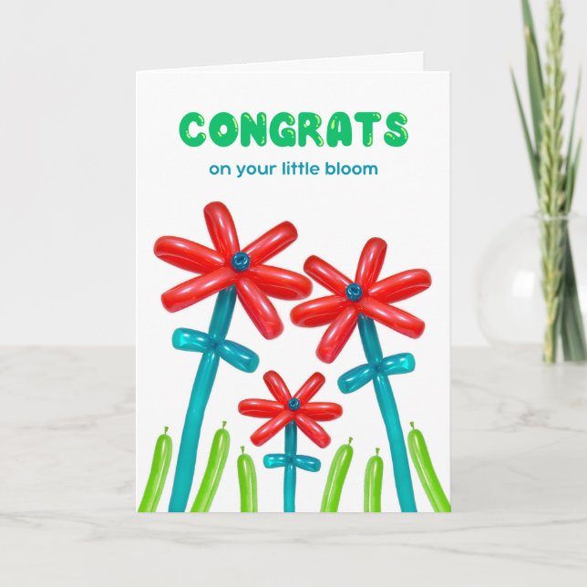 Congratulations on Adoption Balloon Flowers Card (Front)