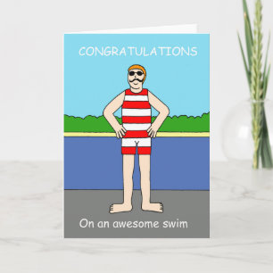 Congratulations on Awesome Swim, Fun Man Card