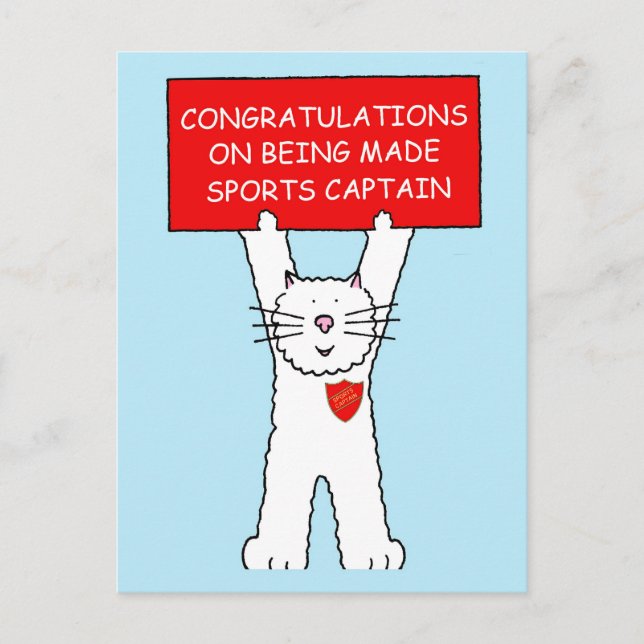 Congratulations on Becoming Sports Captain. Postcard (Front)