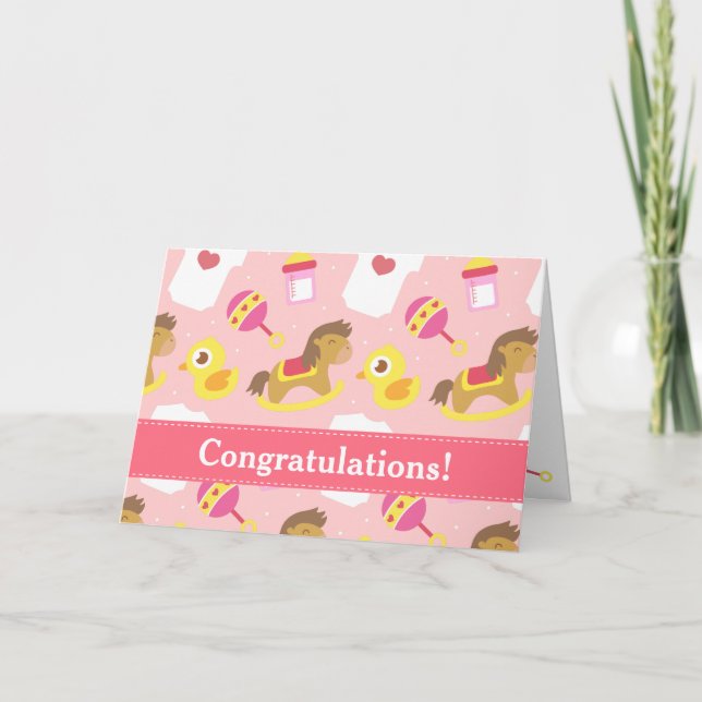Congratulations on Birth of Baby Girl Card (Front)