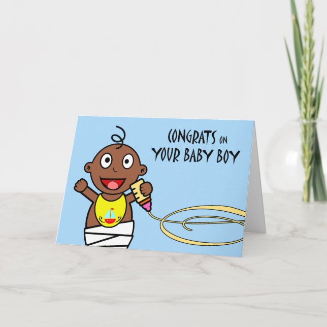 Congratulations on Birth of Son, Cute Baby Boy Card (Front)