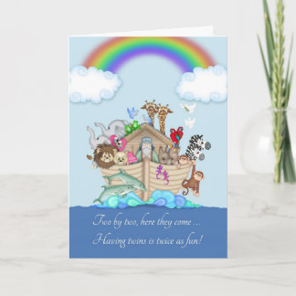 Congratulations on expecting Twins - Noah's Ark Card