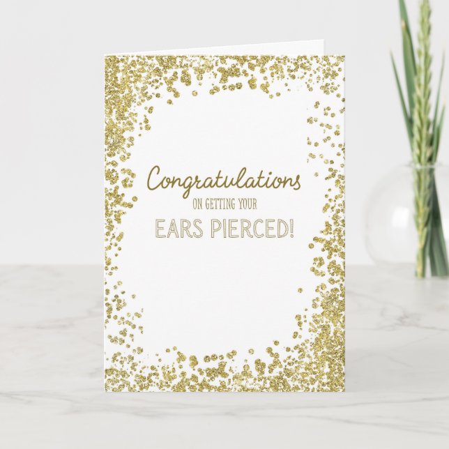 Congratulations on Getting Ears Pierced, Gold Conf Card (Front)