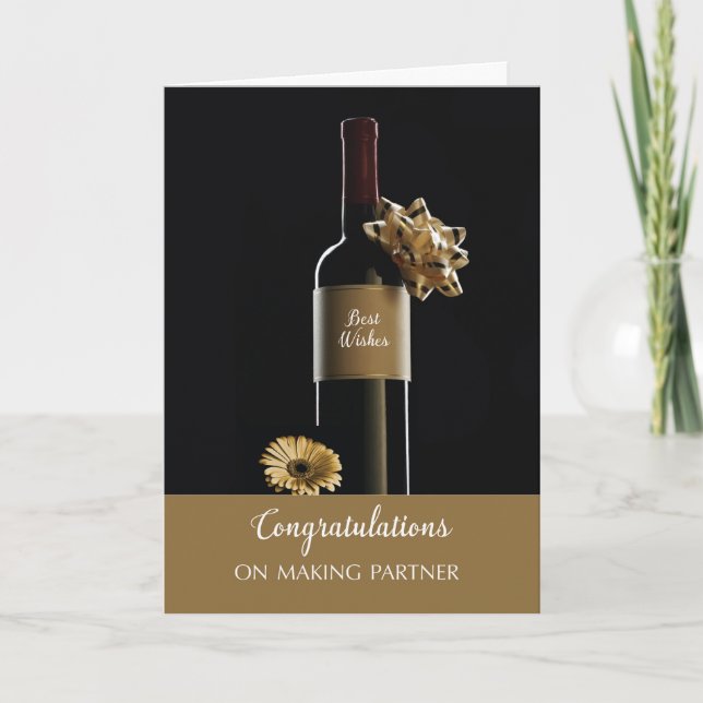 Congratulations on Making Law Partner Wine Bottle Card (Front)