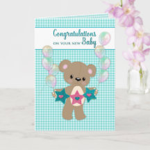 Congratulations on New Baby Neutral Teddy Bear