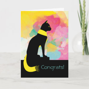 Congratulations on New Pet Cat with Yellow Scarf Card