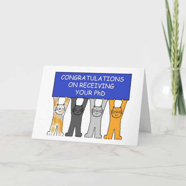 Congratulations on Receiving Your PhD Cute Cats Card (Front)