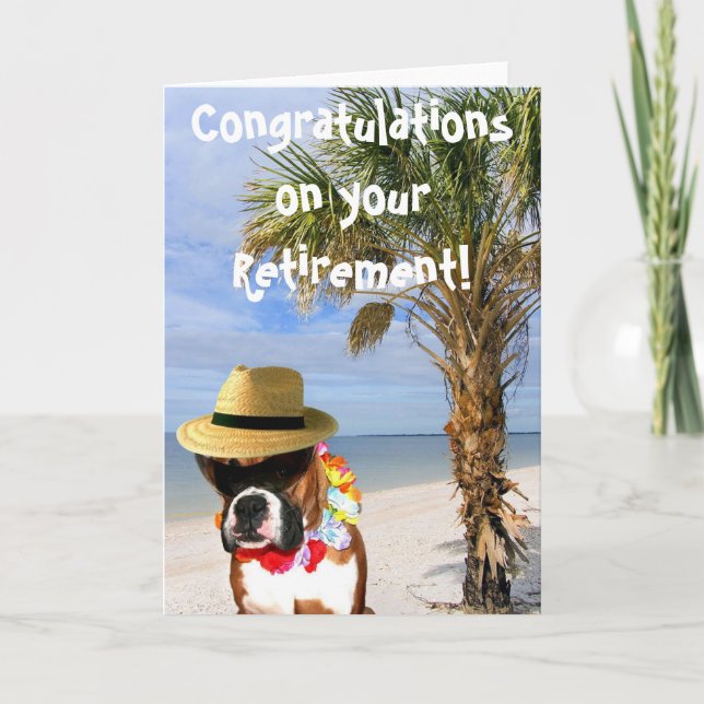 Congratulations on retirement boxer greeting card (Front)