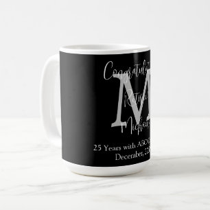 Congratulations on Retirement, Monogram Name Black Coffee Mug