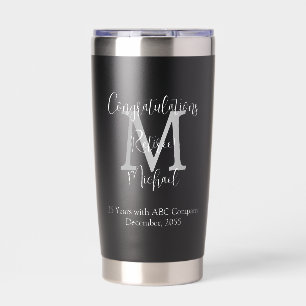 Congratulations on Retirement Monogram Name Black Insulated Tumbler