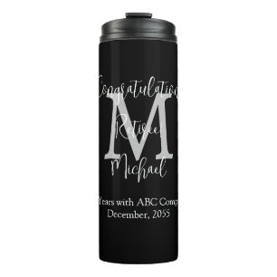 Congratulations on Retirement Monogram Name Black  Thermal Tumbler