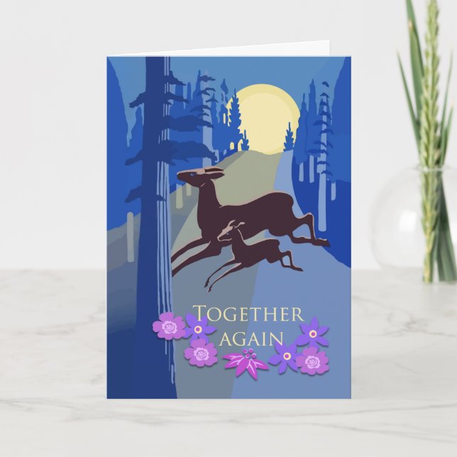 Congratulations on Reunion with Birth Mother, Deer Card (Front)