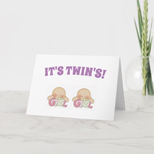 Congratulations on the Birth Card Twin's Two Girls (Front)