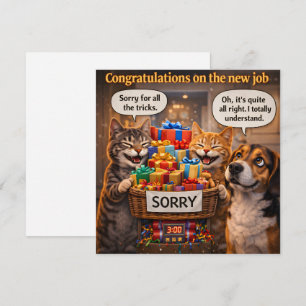 Congratulations on the new job, funny pet greeting card