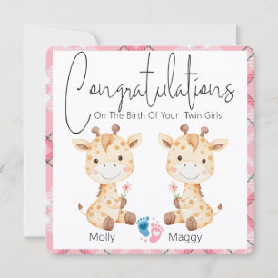  CONGRATULATIONS ON TWIN DAUGHTERS BIRTH CARD